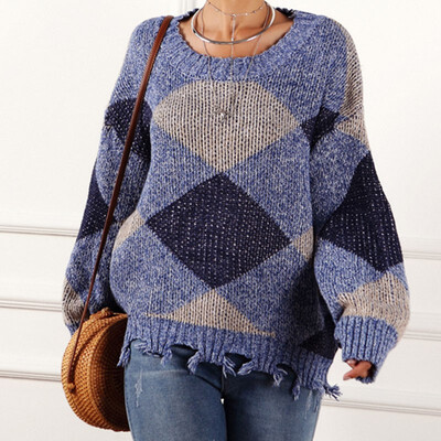 

2019 Autumn Winter Fashion Casual Women O-neck Long sleeeves Knitted sweaters