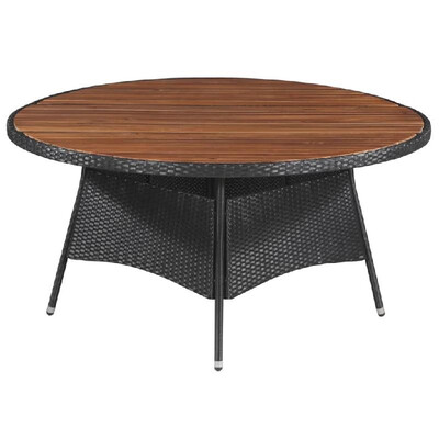

Outdoor Dining Table Poly Rattan&Solid Acacia Wood 59"x291