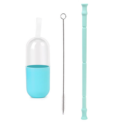 

Portable Collapsible Straws Food Grade Silicone Drinking Straw with Storage Case Cleaning Brush for Traveling Hotel Party Househol