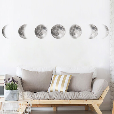 

Siaonvr Creative Color Moon Phase Map Space Moon Wall Sticker Home Decoration