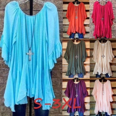 

Fashion Women Summer Tunic Tops Plus Size Casual Loose Tops Blouse Shirt T-Shirt New