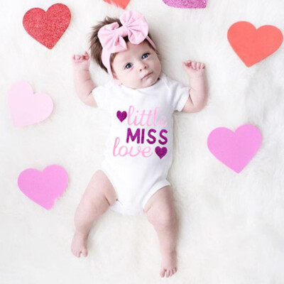 

Newborn Baby Girls Letter Heart Bling Print Jumpsuit Bodysuit Romper Clothes