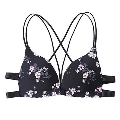 

Women Leopard Print Front Closure Bras Bustier Crop Top Push Up Bra Sexy Seamless Backless Ladies Bra Bralette Underwear