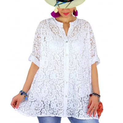 

Women Shirts Formal Hollowed Loose T-shirt Long Sleeve Blouse A Line Tops Floral