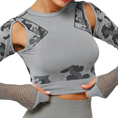 

Women Fitness Clothing Woman Camouflage top Push Up Yoga clothing Sportswear