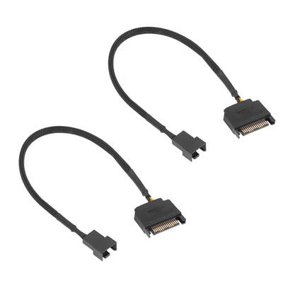 

2pcs Sleeved SATA 15Pin to Small 4Pin Fan Power Adapter Extension Cable