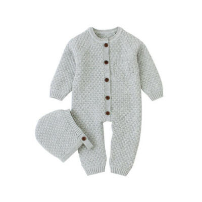 

2019 Autumn Winter Newborn Baby Boy Girl Clothes Knitted Warm Romper Outfit Set