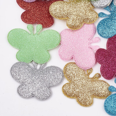 

Glitter PU Patches with Non Woven Fabric Back&Sponge Inside Butterfly Mixed Color 48x61x5mm