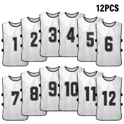 

12 PCS Kids Football Pinnies Quick Drying Soccer Jerseys Youth Sports Scrimmage Basketball Team Training Numbered Bibs Practice