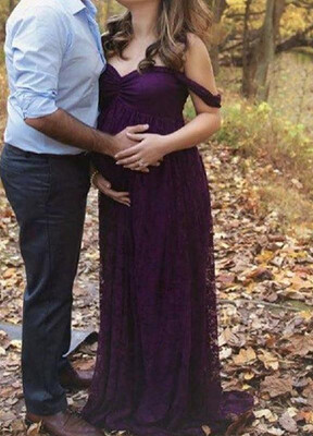 

Off-the-shoulder Ruffled Maternity Maxi Dress