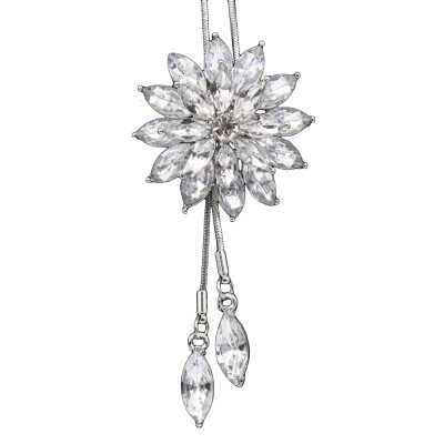 

Women Fashion Rhinestone Snowflake Pendant Long Chain Sweater Necklace Gift