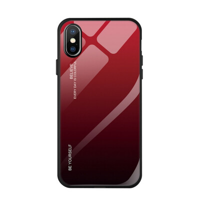 

Tempered Glass Case For iPhone X  XR 7 8 Plus Gradient Color Blue Ray Aurora Skin Back Cover For iPhone  Max  XR Case