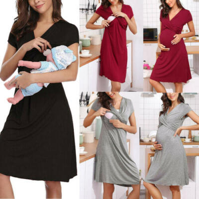 

Women Pregnancy Maternity Short Dress Breastfeeding Nursing Party Beach Sundress