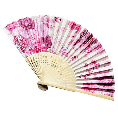 

Siaonvr Vintage Bamboo Folding Hand Held Flower Fan Chinese Dance Party Pocket Gifts