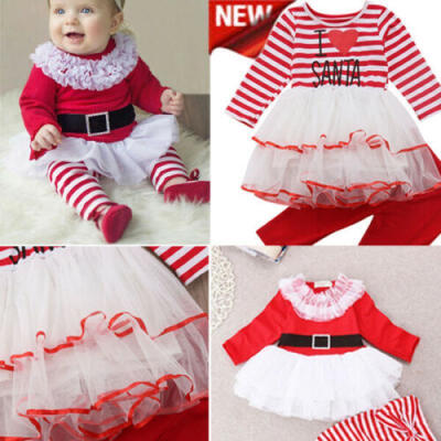 

Party Christmas Toddler Kids Baby Girls Outfits 2pcs DressLong Sleeve Tops Set