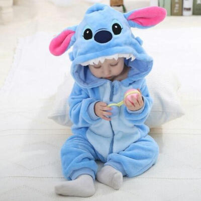 

UK Kid Baby Boys Cartoon Flannel Zipper Warm Hooded Romper Jumpsuit Outfit gtrer