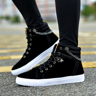 

Mens shoes fashion chain canvas shoes high to help casual shoes mens tide shoes