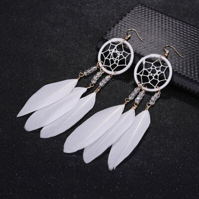 

Chic Women Dream catcher Feather Bohemian Gypsy Drop Dangle Earrings