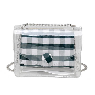 

PVC Transparent Women Mini Crossbody Bag Plaid Clear Shoulder Messenger Bag