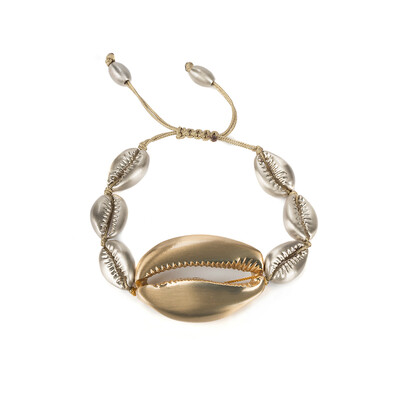 

2019 Gold Color Big Sea Shell Necklace Female Best Friend Shell Shell Necklace Bohemian Jewelry Fashion Knit Handmade Necklace