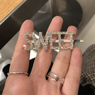 

Alloy Hairpin Rhinestone English Letter Barrette Personality Word Women Hair Clips Hairclip Female Hair Accessories 8 Models