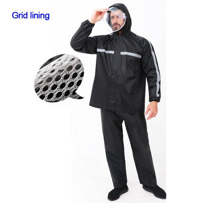 

Raincoat Suit Impermeable Men Hooded Detachable Double Cap Motorcycle Poncho Motorcycle Rainwear -3XL Hiking Fishing Rain Gear