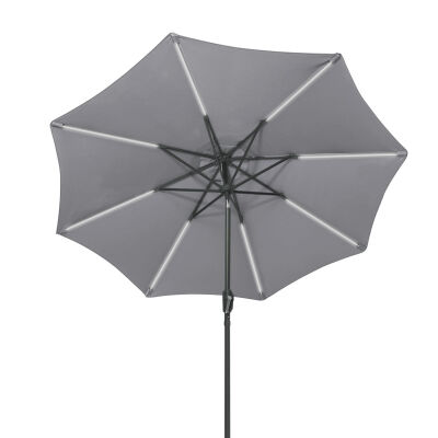 

9 Ft Patio Solar Powered Umbrella with LED Light-Gray