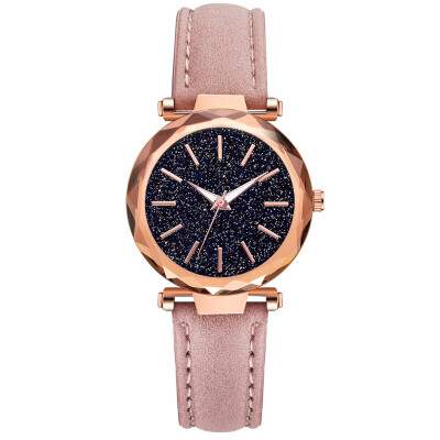 

Womens quartz watch rose gold frame starry dial decorative female student