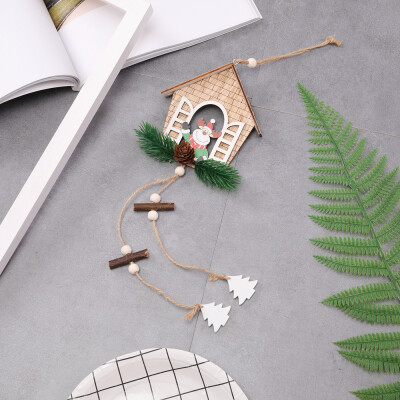 

〖Follure〗House shaped christmas tree hanging pendant wooden small hanging ornamentYF