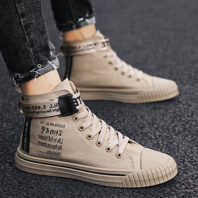 

Summer mens shoes mens casual wild shoes Korean version of the trend high canvas network red&white shoes tide shoes