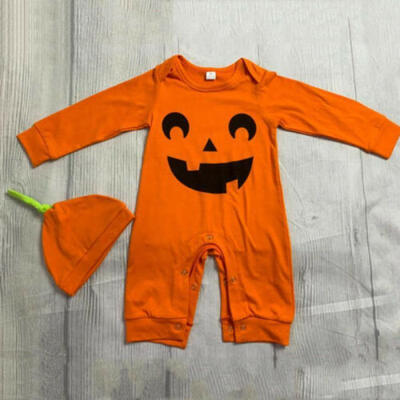 

US My First Halloween Halloween Baby Girl Boy Romper Bodysuit Hat Clothes 0-24M