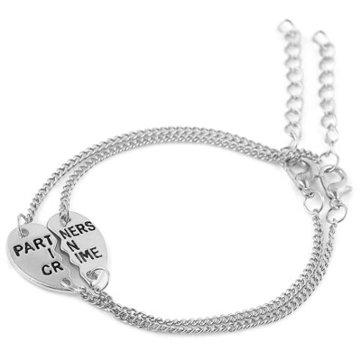 

Fashion Simple Partners in Crime Letter Lettering Good Friend Couple Heart Shaped Stitching Bracelet Unisex Hot Gift