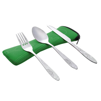 

Toponeto 3Pcs Stainless Steel Fork Spoon Tableware Travel Camping Cutlery Dinnerware BK