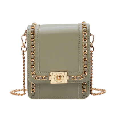 

New ribbed chain bag female 2019 fashion Korean version of the simple pearl buckle pu female bag tide wild diagonal shoulder bag