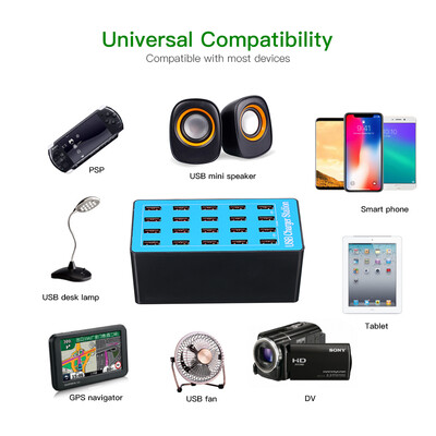 

USB Smart Charger with 20 Ports Power Adapter of Universal Compatibility Charging Station for Family&Office Use