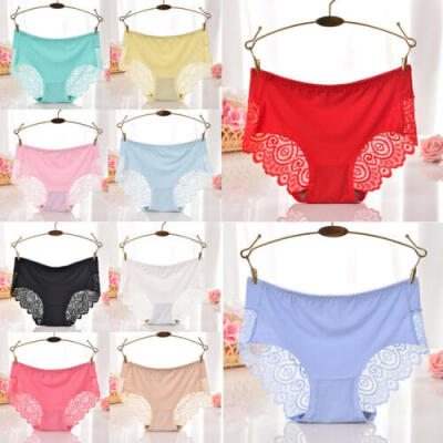 

Sexy Womens Lace Lingerie Briefs Seamless Panties Ice Silk Underwear Knickers