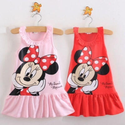 

2018 Hot Sell Baby Girls Kids Cartoon Minnie Mouse Dress Sundress Clothes Party Dresses