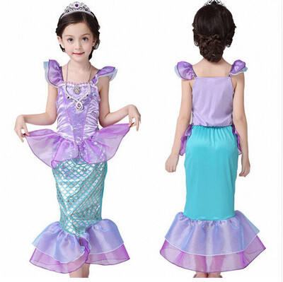 

Kids Ariel Little Mermaid Set Girl Princess Fancy Dress Party Cosplay Costume