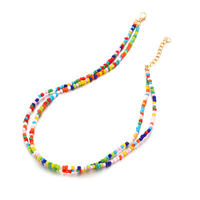 

Tocona Bohemian Colorful Beaded Adjustable Multi Layer Necklace for Women Charm Beads Party Beach Choker Jewelry 7036