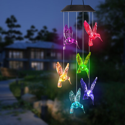 

〖Follure〗Solar LED Wind Chime Transparent Hummingbird Wind Chime Color Changing