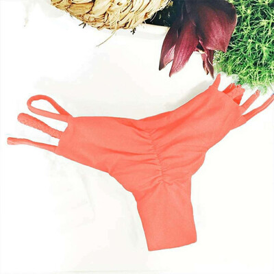 

Brazilian Women Ladies V Thong Cheeky Ruched Bikini Bottom Swimwear Beachwear