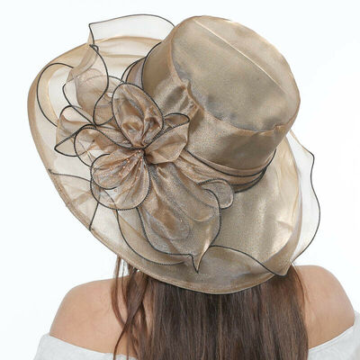 

New Womens Organza Church Summer Wide Brim Kentucky Derby Hat Party Wedding Cap