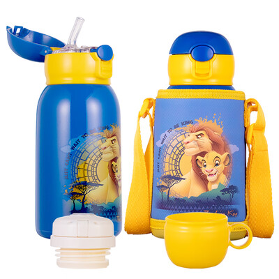 

Disney baby sippy cup childrens mug men&women baby cup students outdoor portable 316 stainless steel kettle with cup set double cover lion king 550ml
