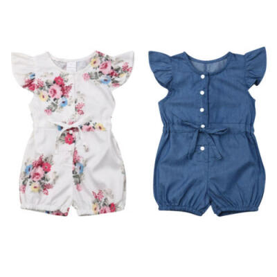 

UK Toddler Kids Baby Girl Clothes Flower Romper Jumpsuit Bodysuit Overall Outfit