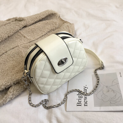 

Ins Textured Lacquer Net Red Lingge Chain Bag for Women 2019 New Korean Joker Small Round Single Shoulder Messenger Bag