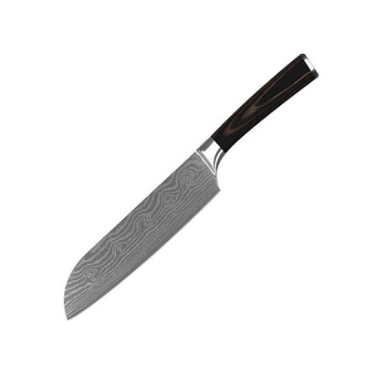 

Stainless steel dark brown color wooden handle big wave Damascus peel universal 5 piece set kitchen cutter