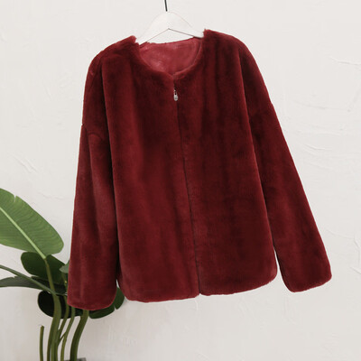 

Roseonmyhand Women Fashion Autumn Winter Long Sleeve Casual Warm Plush Short Coat