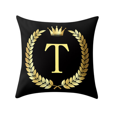 

〖Follure〗Pillow Cover Black&Gold Letter Pillowcase Sofa Cushion Cover Home Decor