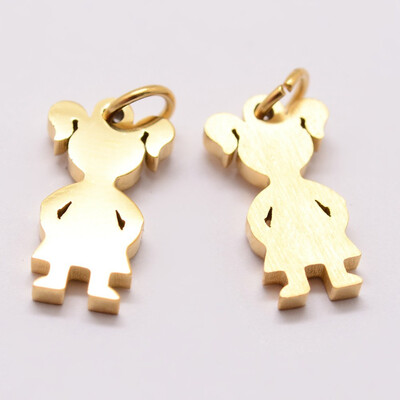 

316 Stainless Steel Pendants Girl Silhouette Pendants Golden 16x9x2mm Hole 3mm