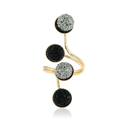 

Antique Gold Resizable Black Rhinestone Opening Knuckle Finger Midi Rings Set For Women Punk Statement Jewelry